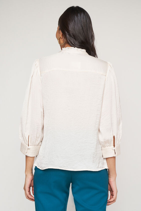 Cream Solid Curved Top, Cream, image 4